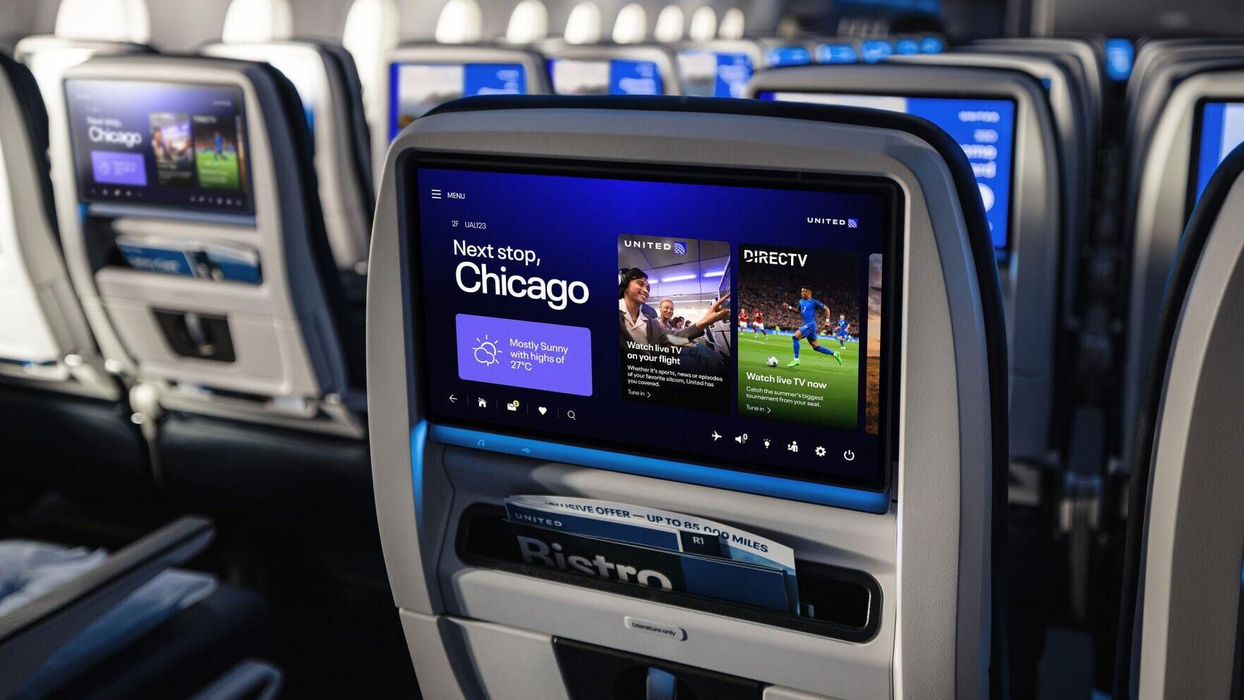 United Airlines and DIRECTV Team Up to Stream Live TV - Including Live Sports - on Starlink-Enabled Seatback Screens This Summer