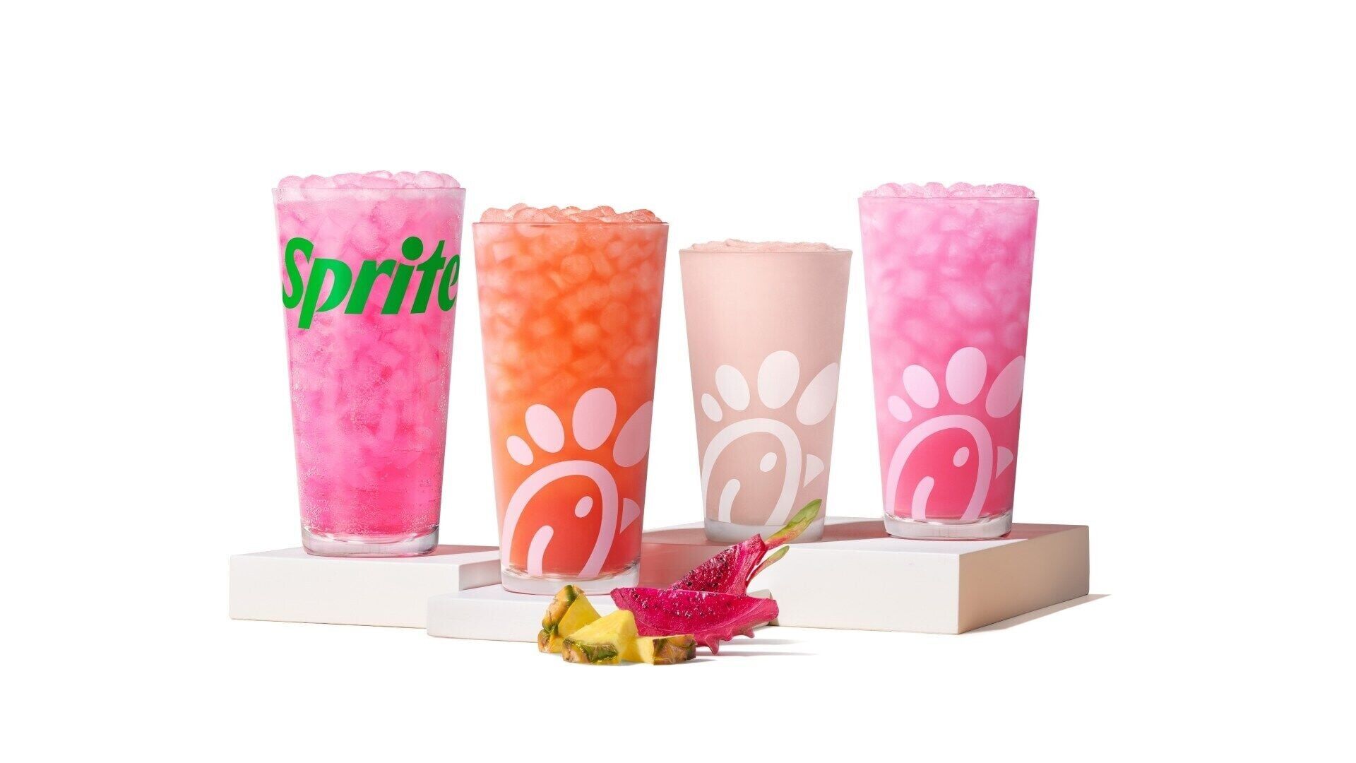 The Pineapple Dragonfruit beverages can be enjoyed with Sprite®, Lemonade, Frosted Lemonade, Iced Tea and Sunjoy®.