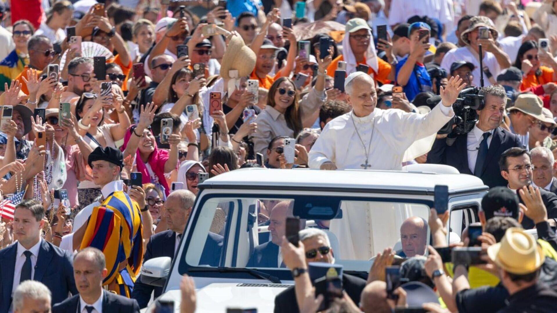 Pope Leo XIV rides through St. Peter's Square in Vatican City on June 24, 2026, in a photo captured by EWTN's papal photographer Daniel Ibáñez, who recently won "Photographer of the Year" in the Catholic Press Awards. EWTN received more than 75 honors a...