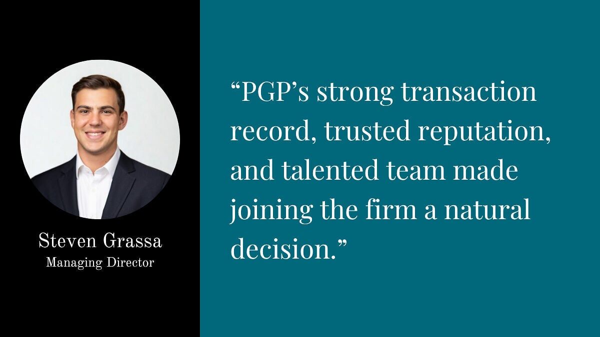 Steven Grassa, Managing Director, on joining Physician Growth Partners (PGP).