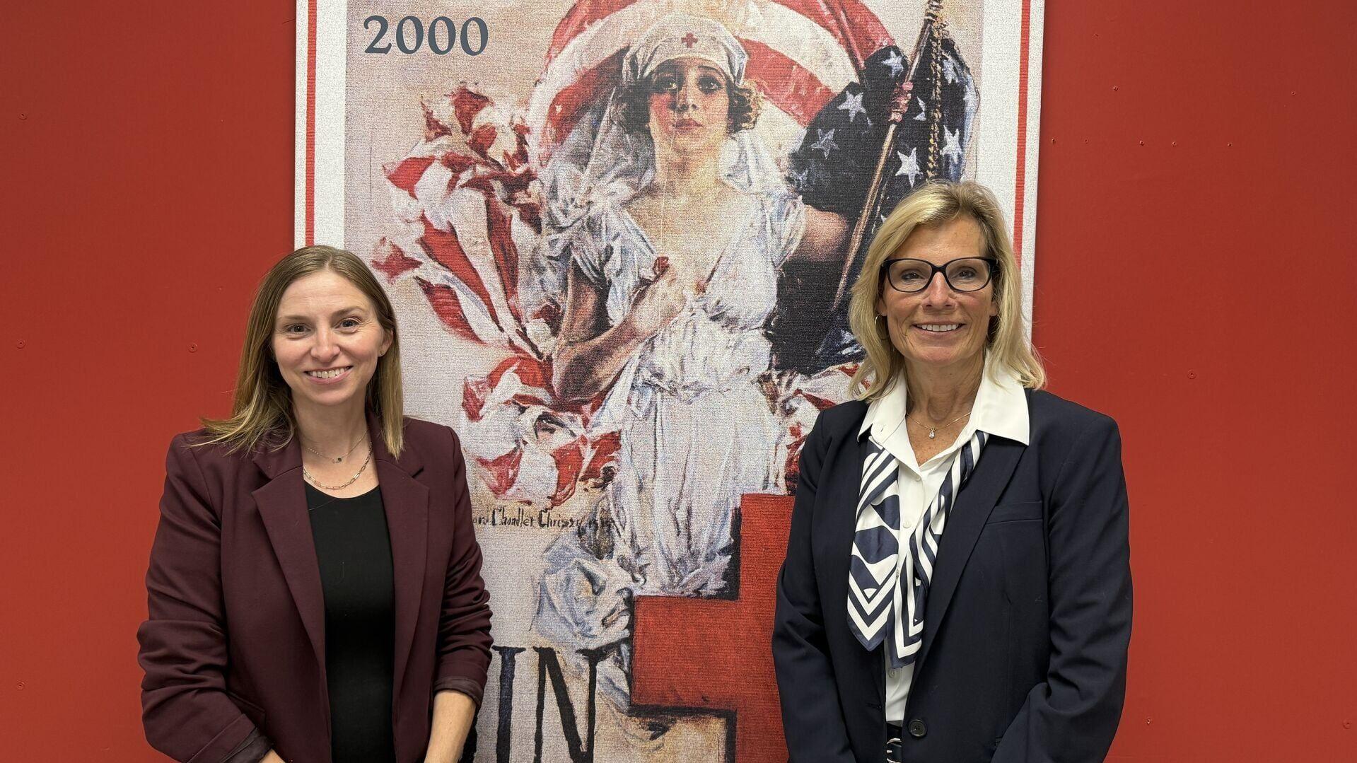 Jersey Central Power &amp; Light (JCP&amp;L) Vice President, Operations Patricia Mullin and American Red Cross Executive Director, Central New Jersey Region Kimberly Goetz at the Red Cross' central N.J. warehouse.