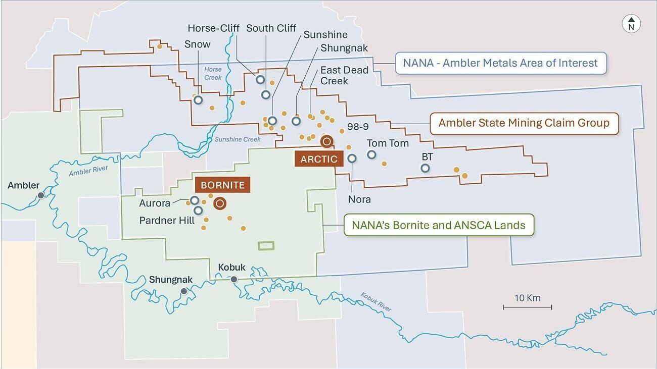 Figure 1: The Arctic and Bornite deposits within the Upper Kobuk Mineral Projects area that spans 190,929 hectares (471,796 acres).