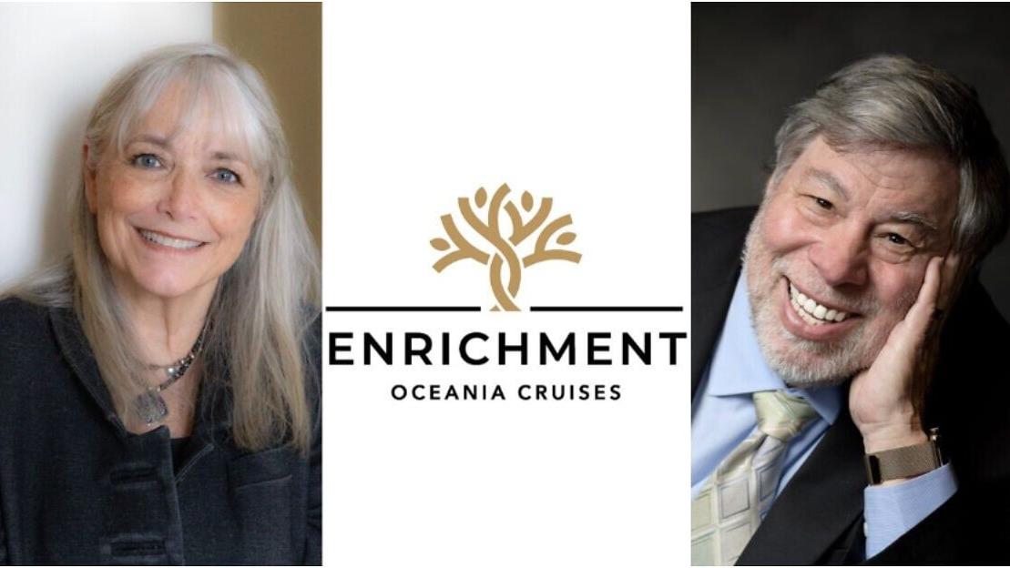 Left: Karen Allen, award-winning actress and director known for her role in Raiders of the Lost Ark. Right: Steve Wozniak, co-founder of Apple Inc. (Credit: Oceania Cruises).