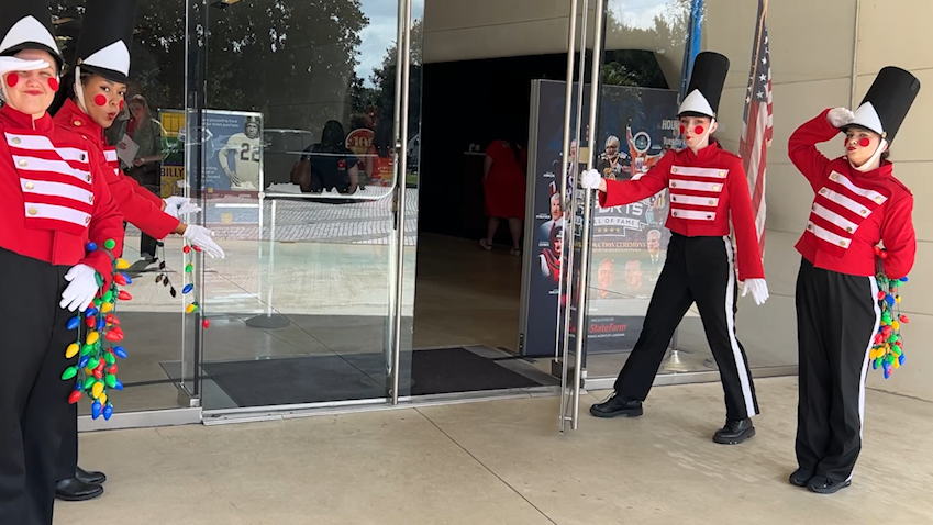 Welcoming visitors to new exhibit and news conference previewing the Natchitoches Christmas Festival of Lights