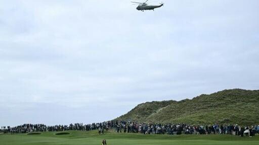 US President Donald Trump arrived at the Irish Open aboard Marine One