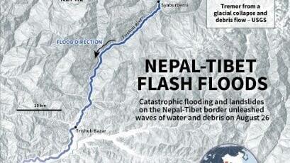Nepal-Tibet flash floods