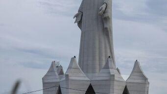 A 55 metre high statue of the Virgin Mary dominates the Polish village of Konotopie