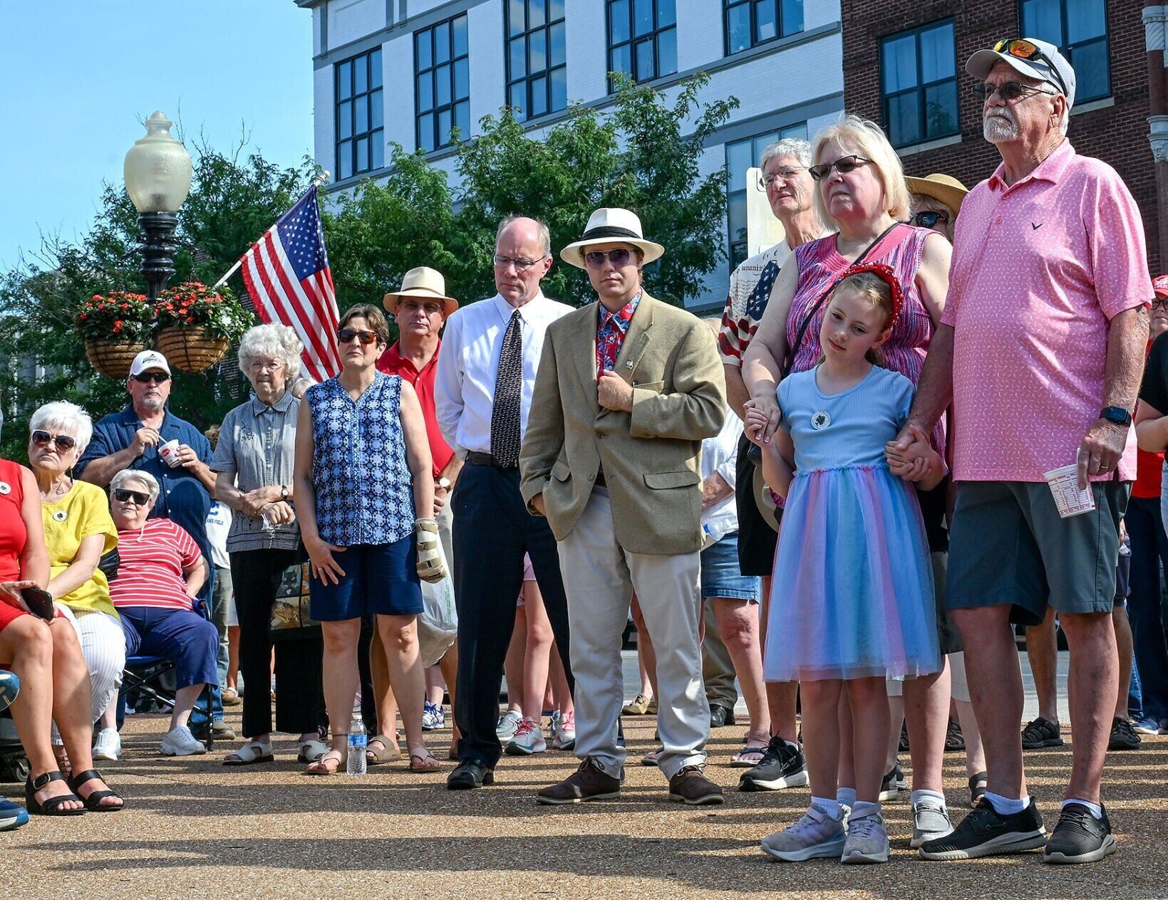 Crowds gather to listen to the reading of the Declaration of Independence