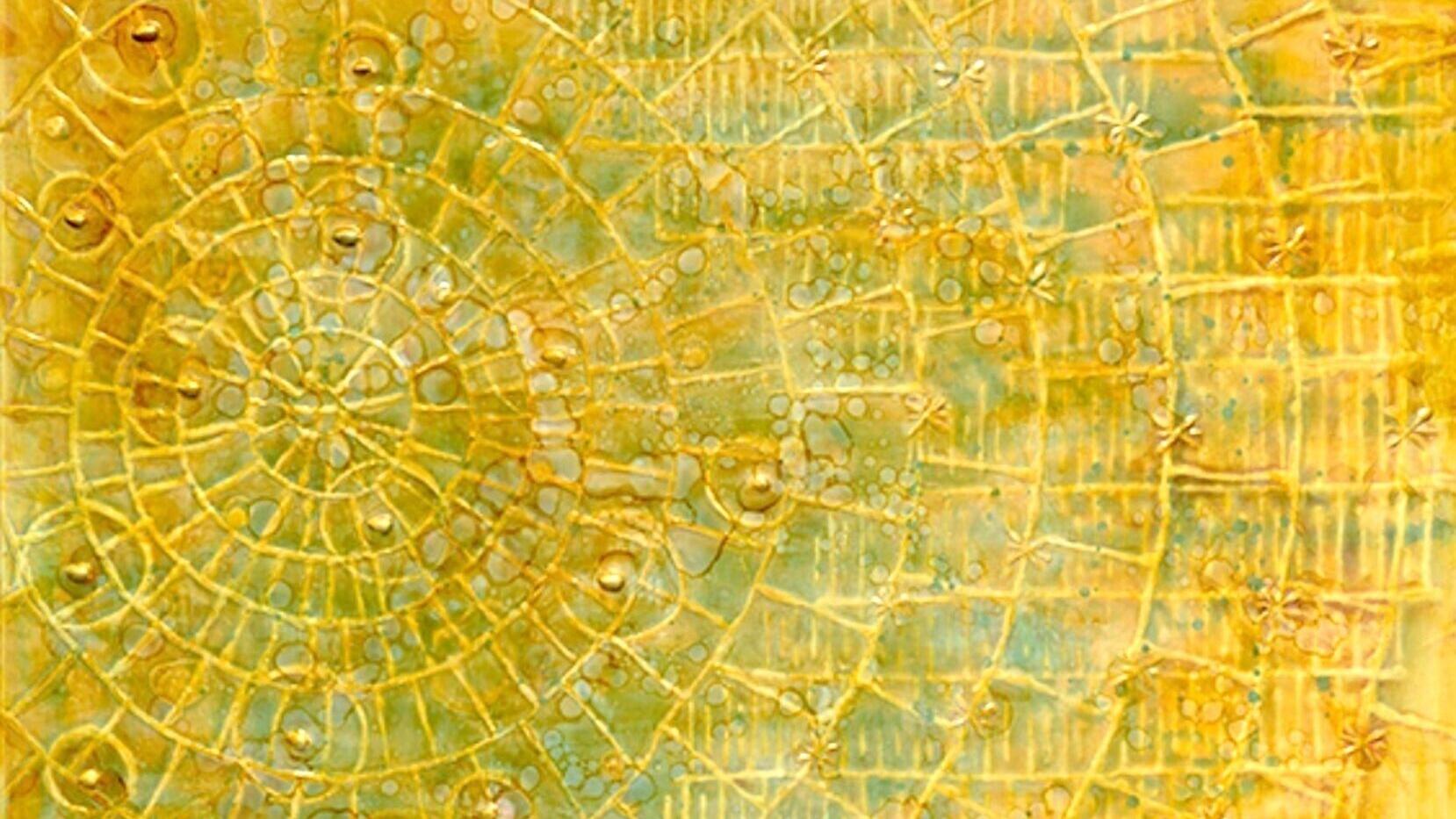 Melissa Melero-Moose. Access Denied. Mixed media with pinenuts on canvas. 36" L x 48" W x 2" D. Permanent collection, Smithsonian, National Museum of the American Indian, Washington D.C.