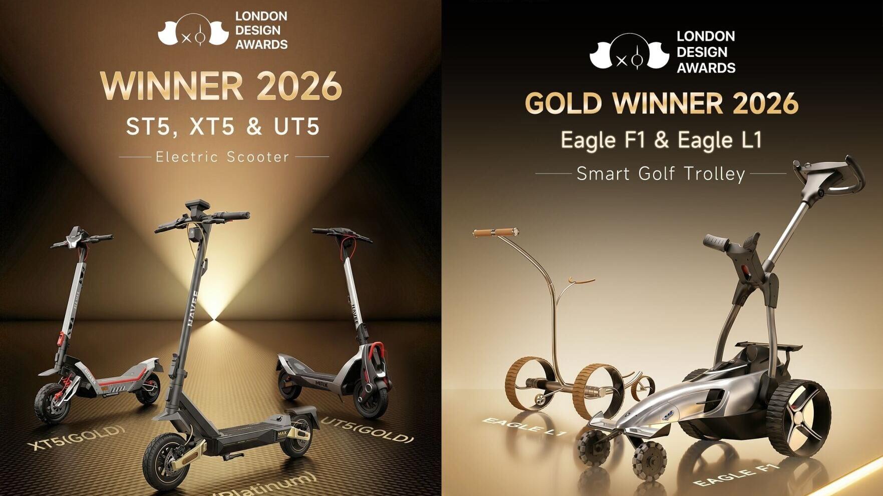 NAVEE secures multiple honours at the 2026 London Design Awards, including Platinum and Gold distinctions.