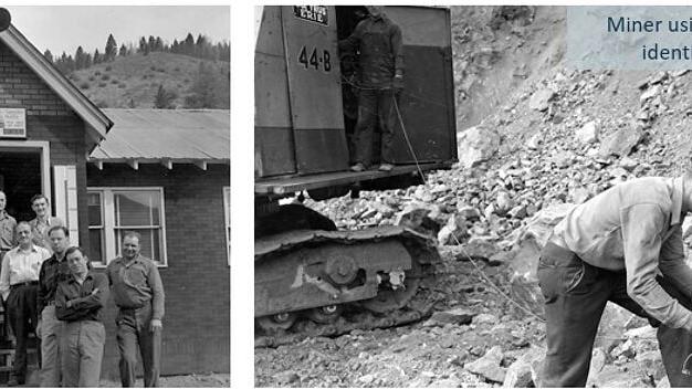 Historical photos depicting previous tungsten mining operations at the Stibnite Gold Project during the Second World War and Korean War.