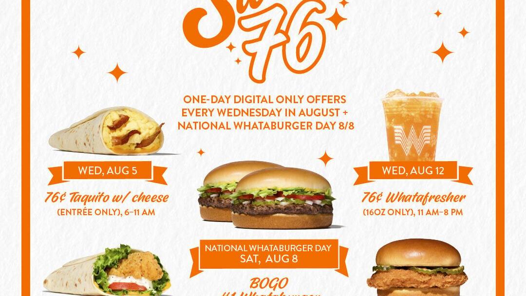 Whataburger® Celebrates 76 Years with a Month-Long Birthday Bash and Exclusive App-Only Offers