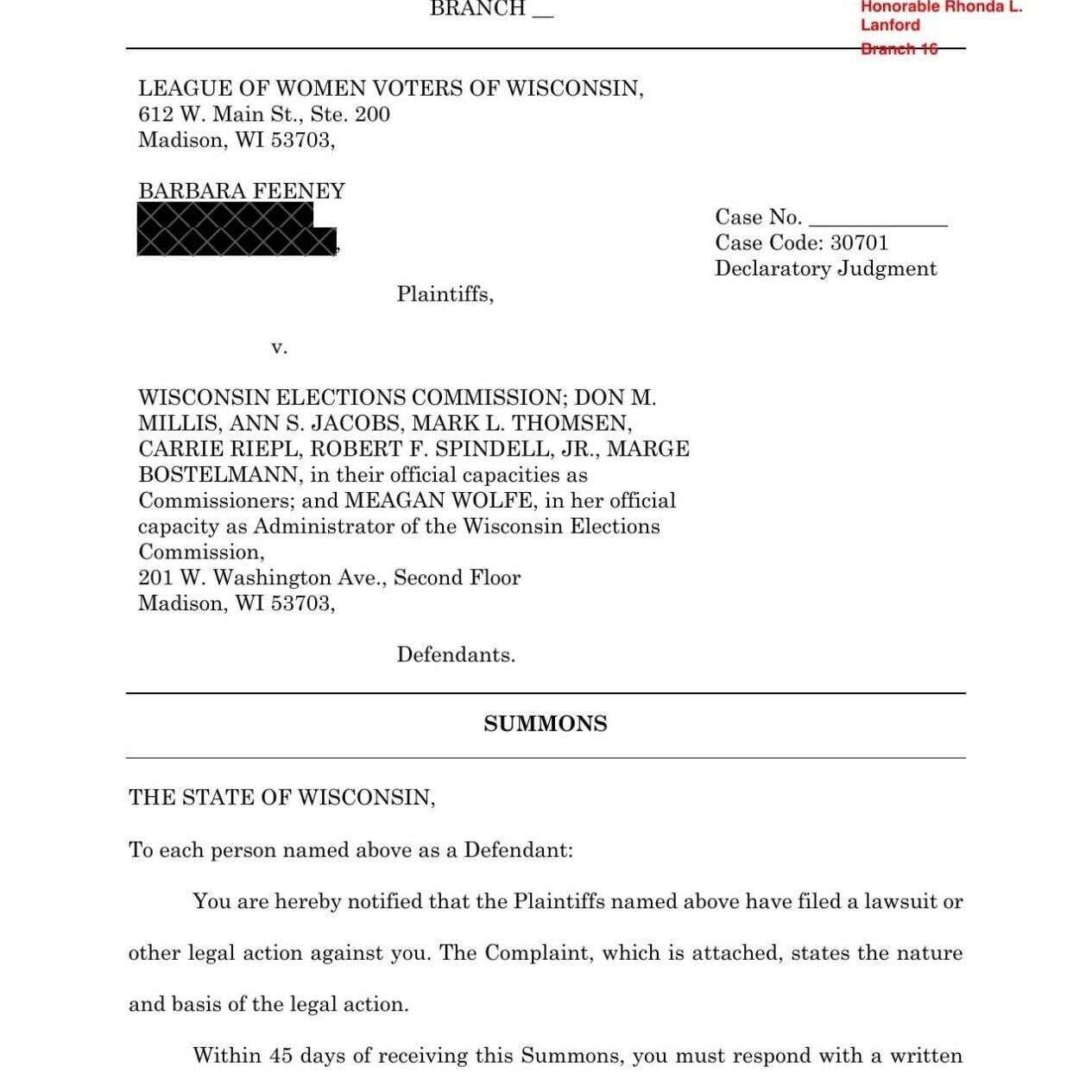 Absentee voting lawsuit