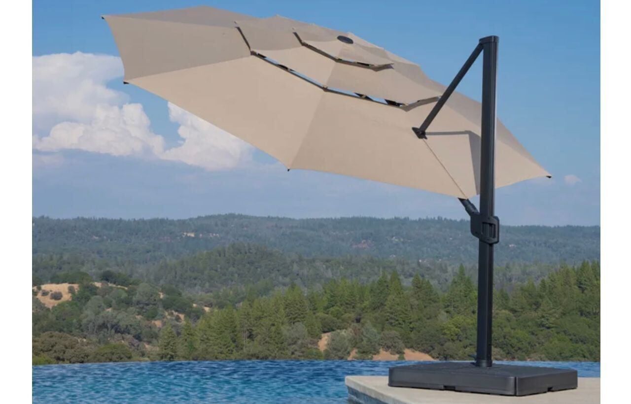 large cantilever umbrella on stand