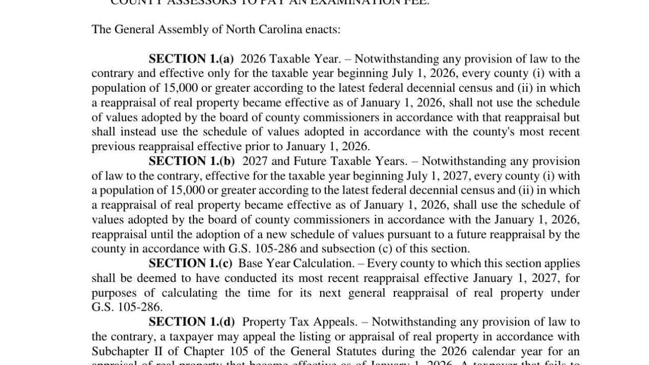 Property tax reappraisals given 1-year moratorium