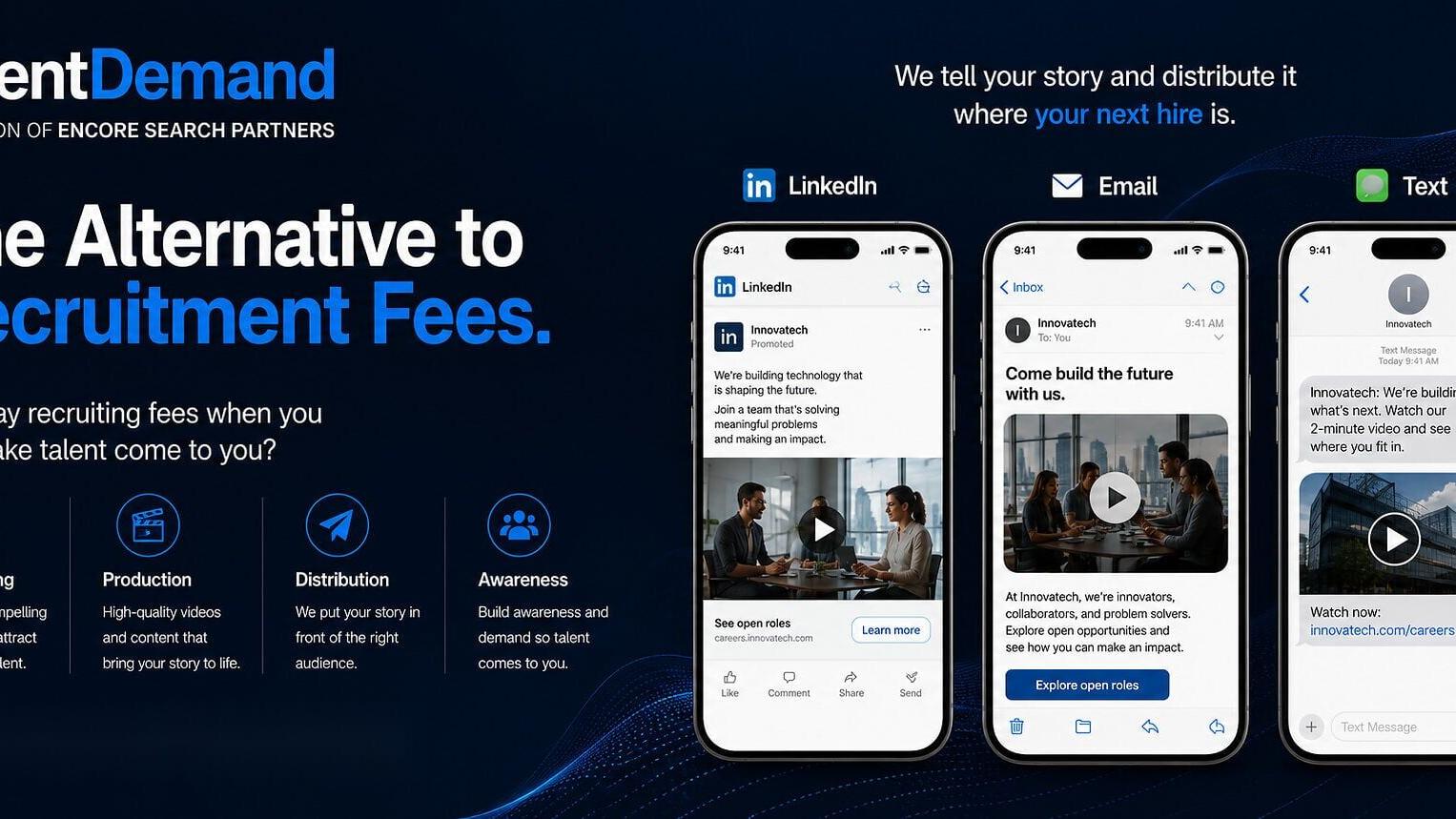 Introducing TalentDemand. The alternative to recruitment fees - built to help companies stop searching for hires and start attracting them.