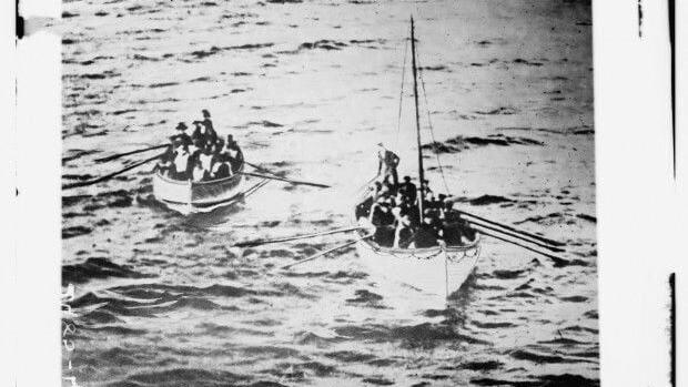 Photo possibly taken by passenger J.W. Barker of lifeboats