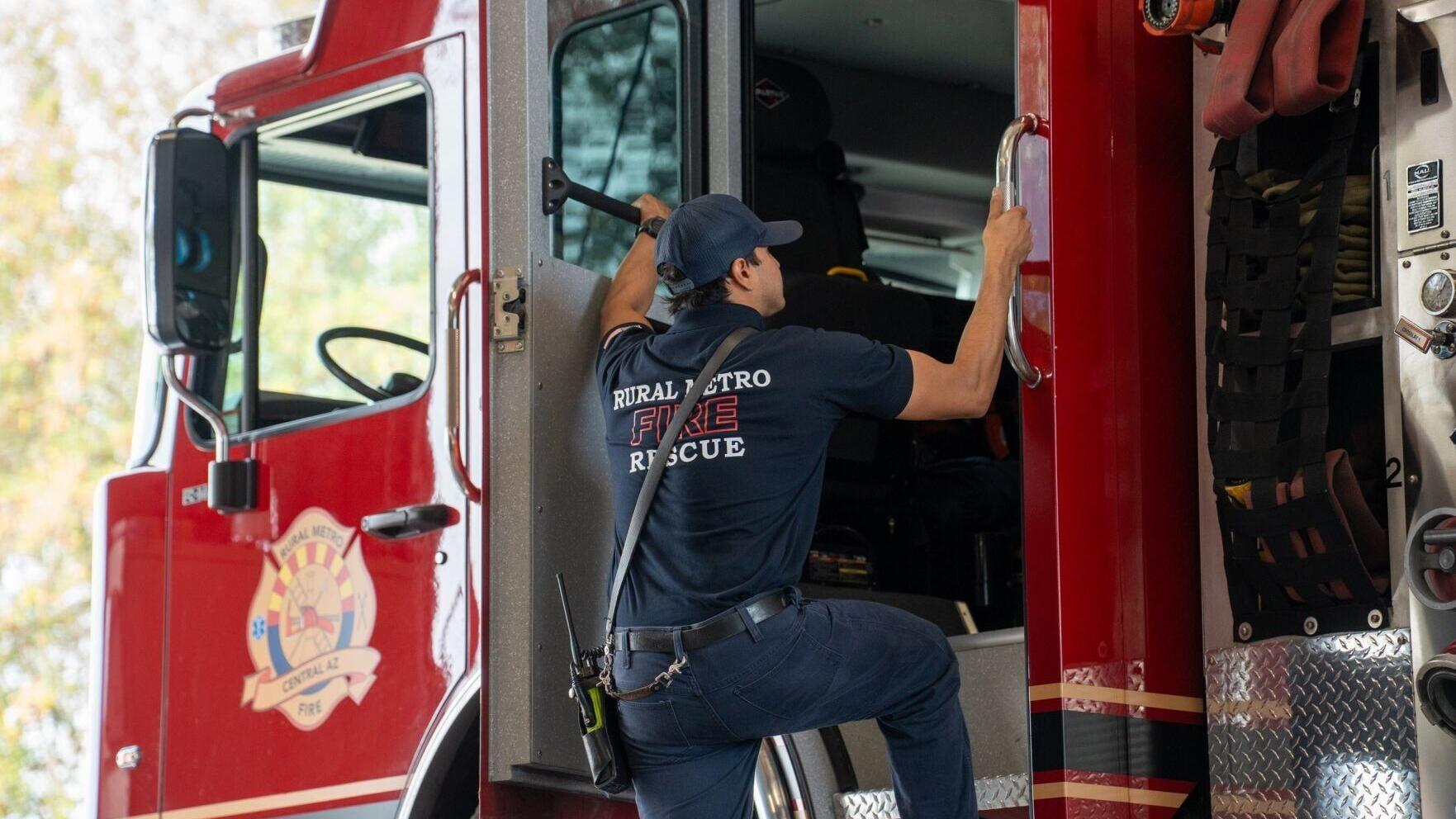 Rural Metro Firefighter in San Tan Valley, Arizona.