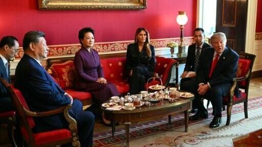 US President Donald Trump and First Lady Melania Trump hosted the Chinese presidential couple for tea at the White House