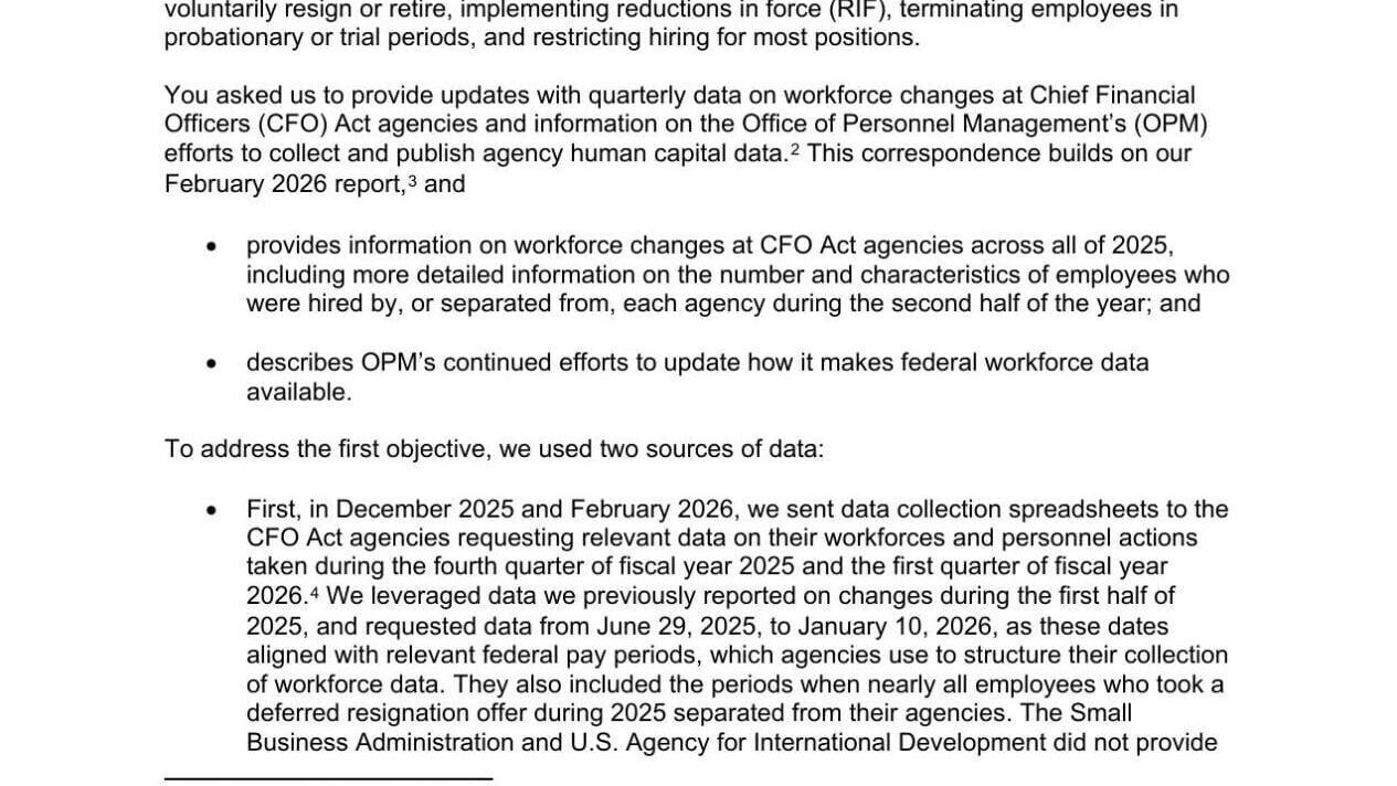 Federal Agency Workforce Changes: Update for July 2025 to January 2026