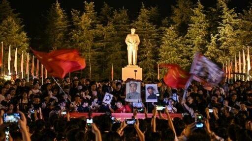 A ceremony at Mao's statue was held the night before the anniversary of his death