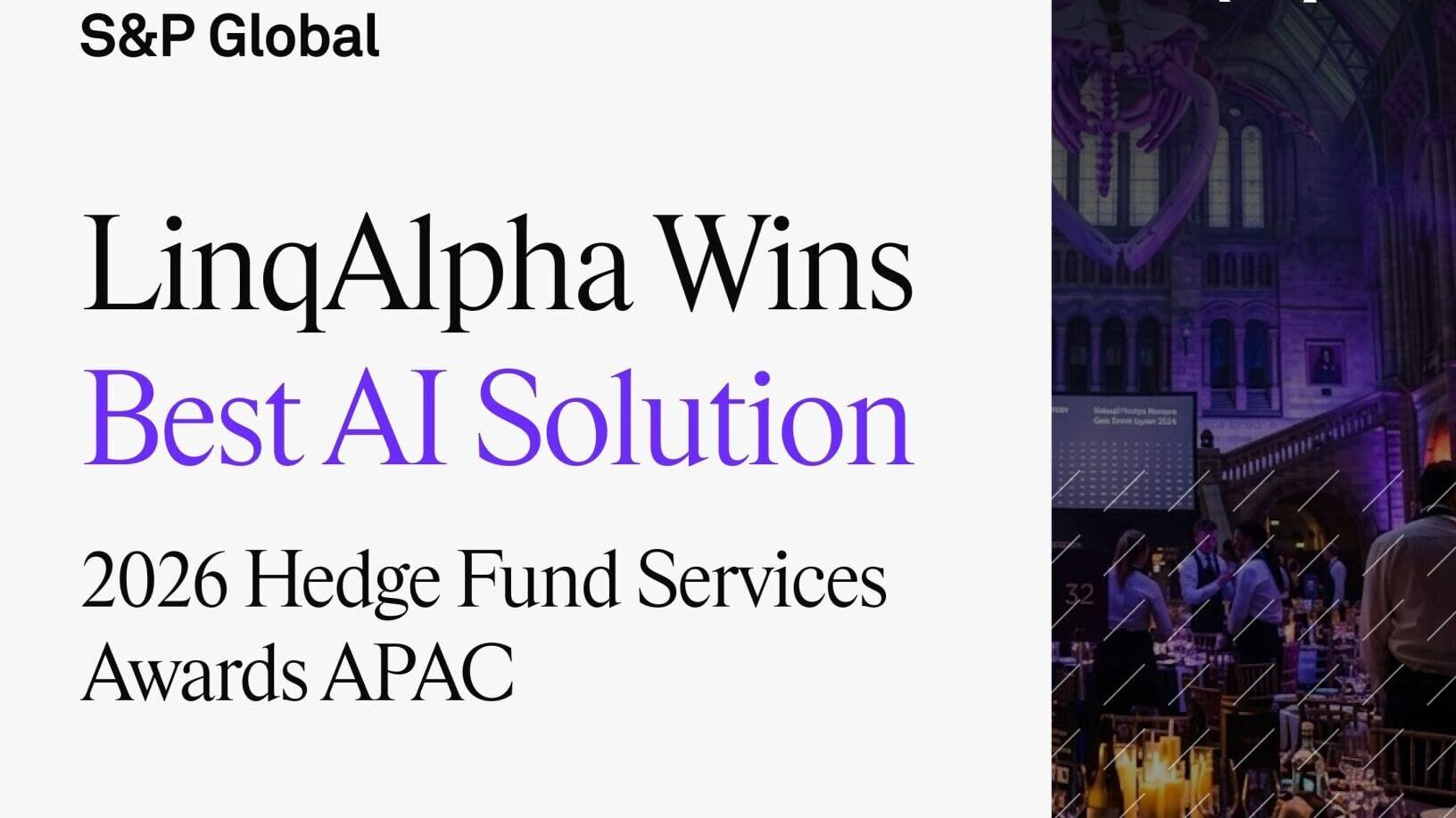LinqAlpha Wins Best AI Solution, 2026 Hedge Fund Services Awards APAC