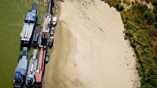 Rhine pedestrian ferries in the eastern Netherlands, taken out of service because of low water