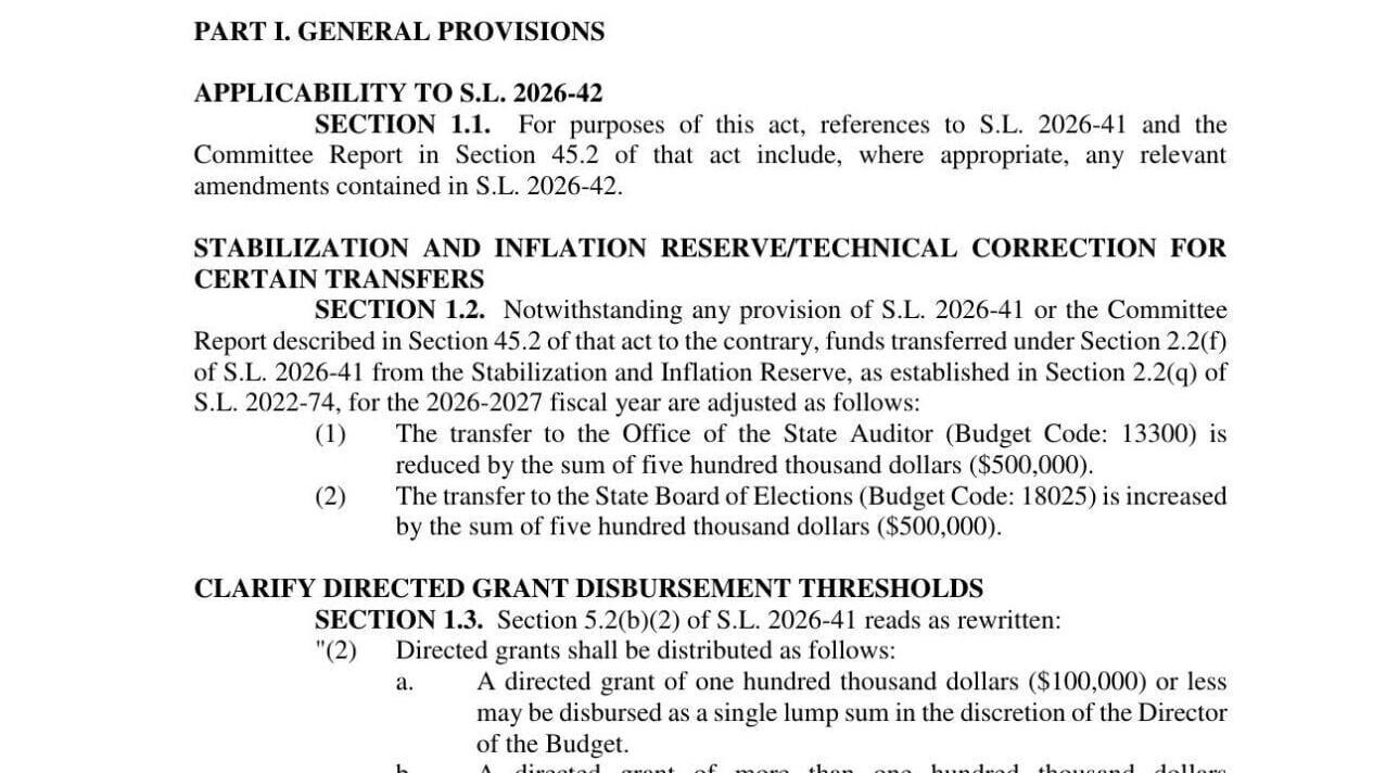 FNF - NC - 2026 Budget Technical Corrections – II House Bill 268