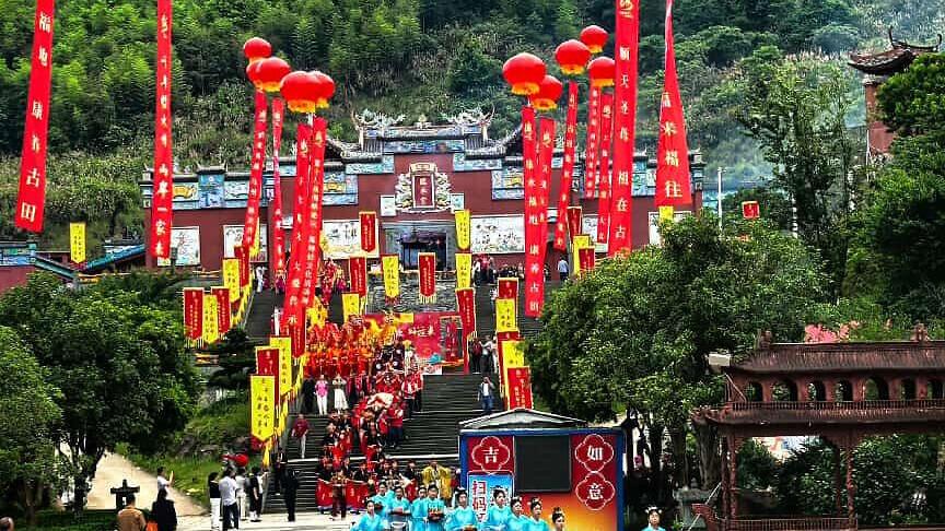Photo taken on June 12, 2026 shows a scene of the Linshui Palace in Gutian County of Fujian Province, southeast China. (Xinhua/Li Hao)