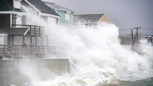 Waves pound the coast as the tide comes in during a "Nor’easter" in Scituate, Massachusetts on September 26, 2026