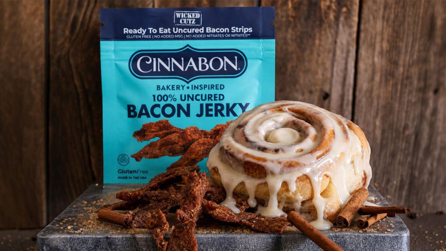 Wicked Cutz x Cinnabon® new partnership brings bakery inspired indulgence to the meat snack category, starting with a first-of-its-kind bacon jerky