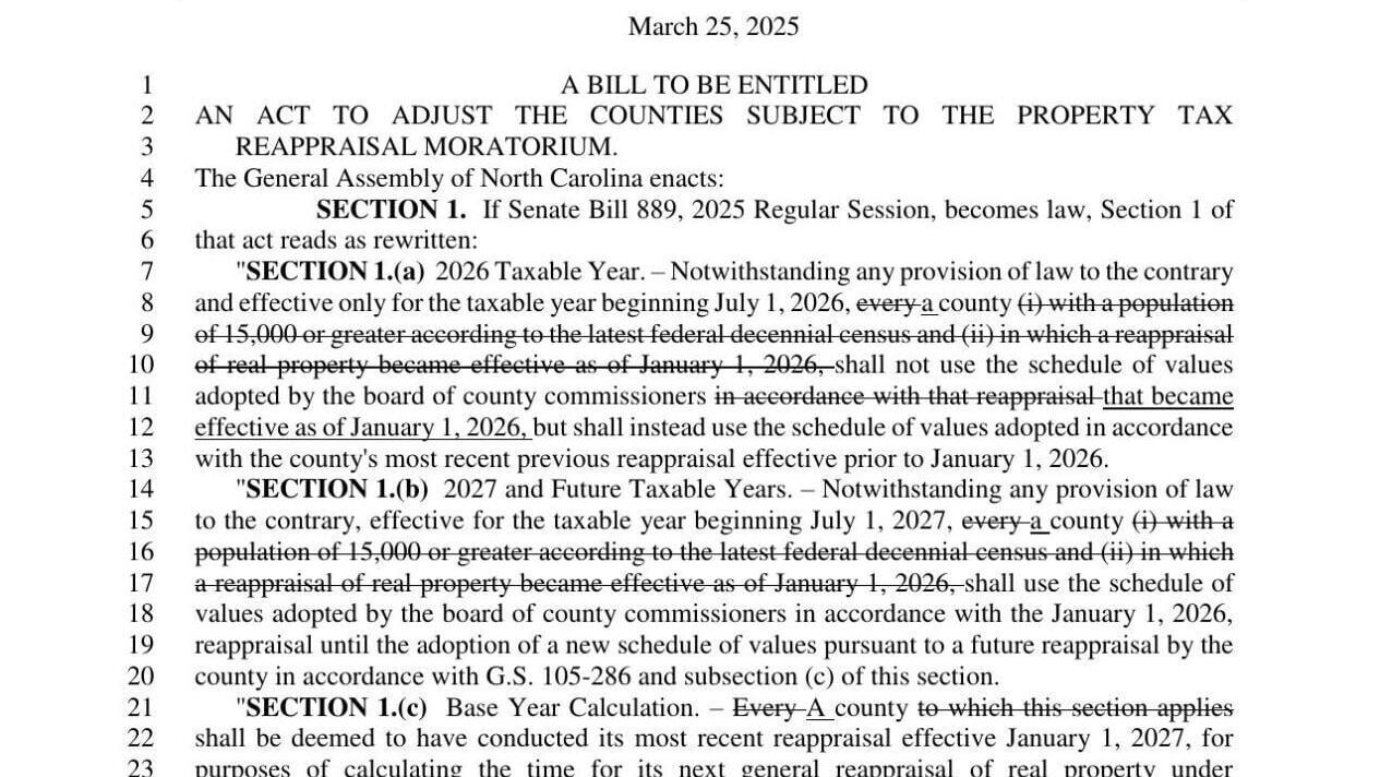 FNF - NC - Adjust Counties:Reappraisal Moratorium Senate Bill 474
