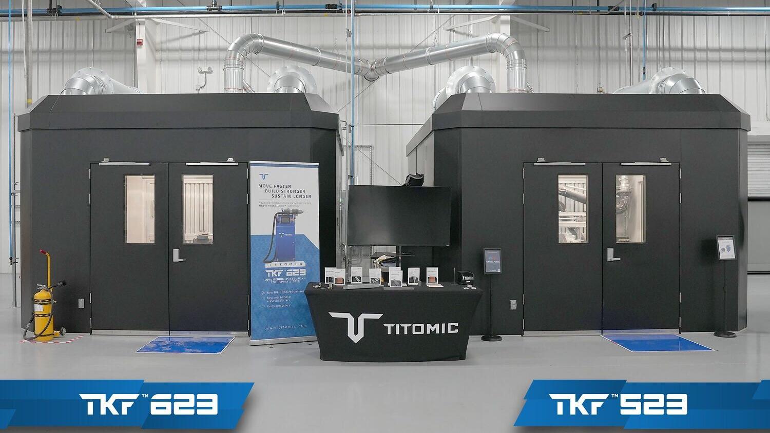 Titomic’s TKF™ 523 and TKF™ 623 cold spray systems installed at the Titomic USA Advanced Manufacturing Center in Huntsville, Alabama, showcasing scalable additive manufacturing capabilities for aerospace, defense, and industrial applications.
