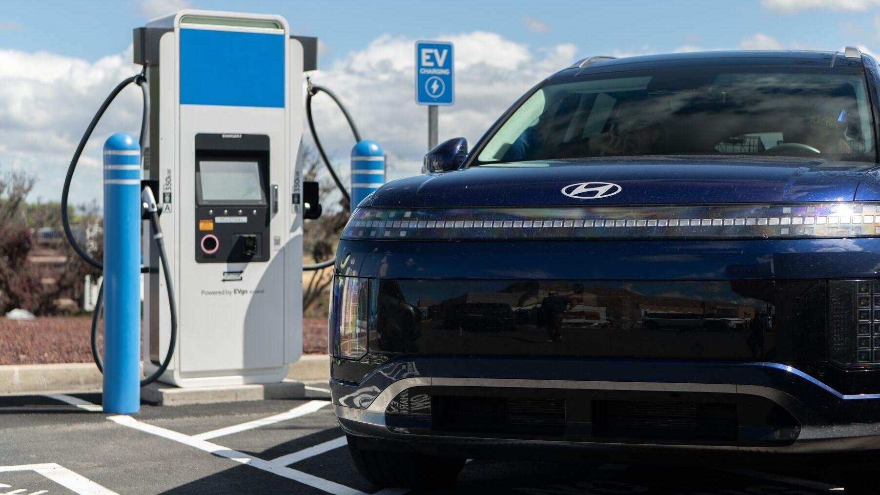 The Hyundai IONIQ 9 Operation Frodo dog rescue SUV is photographed charging in Stanfield, Ore., on June 10, 2026.