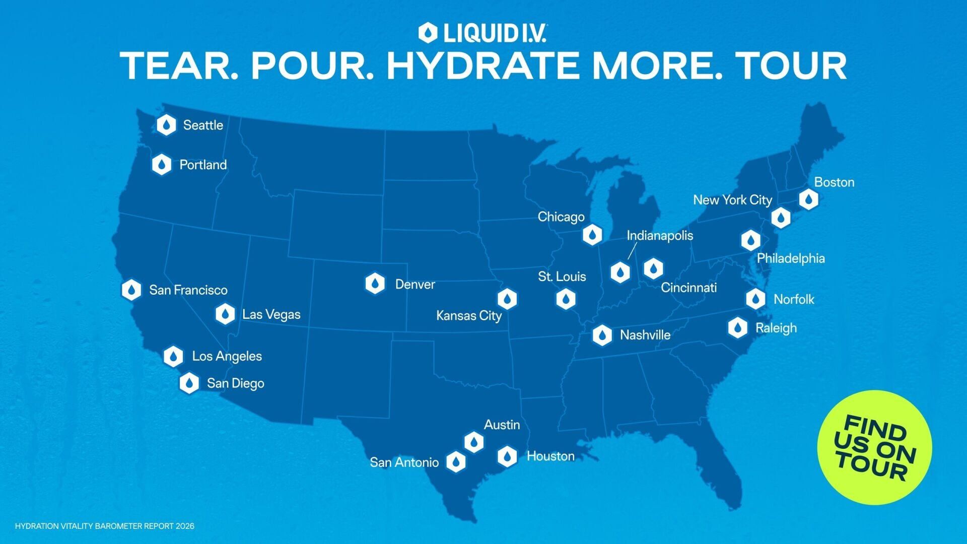 Liquid I.V.® Tear. Pour. Hydrate More. Tour