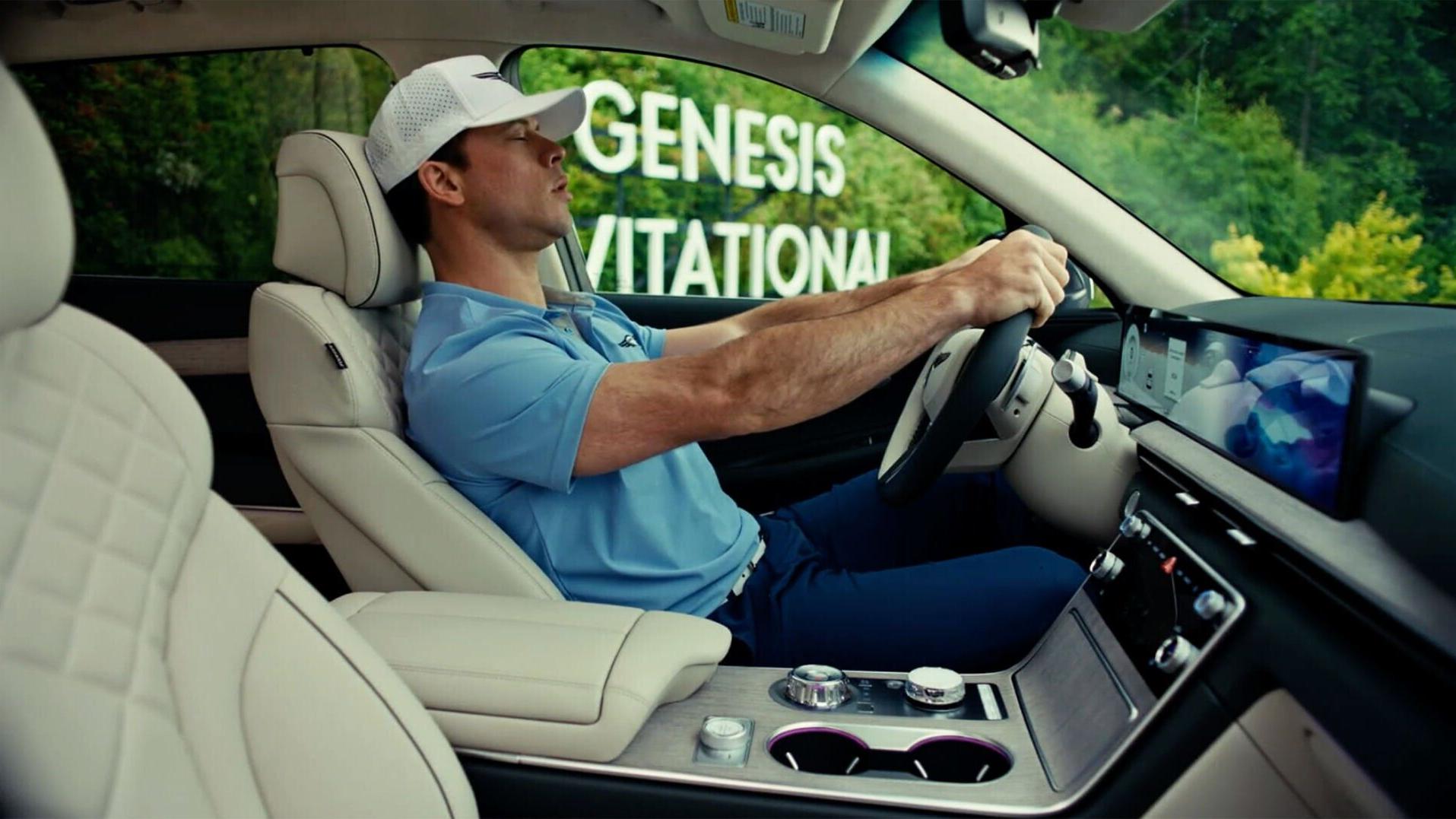 Lance, played by Jimmy Tatro inside a Genesis GV80