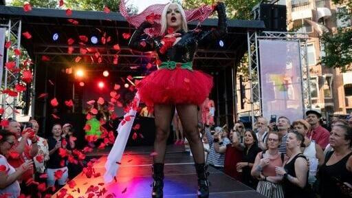 Several drag artists gave resolutely political performances, including a Lebanese-Palestinian drag queen referencing the war in the Middle East
