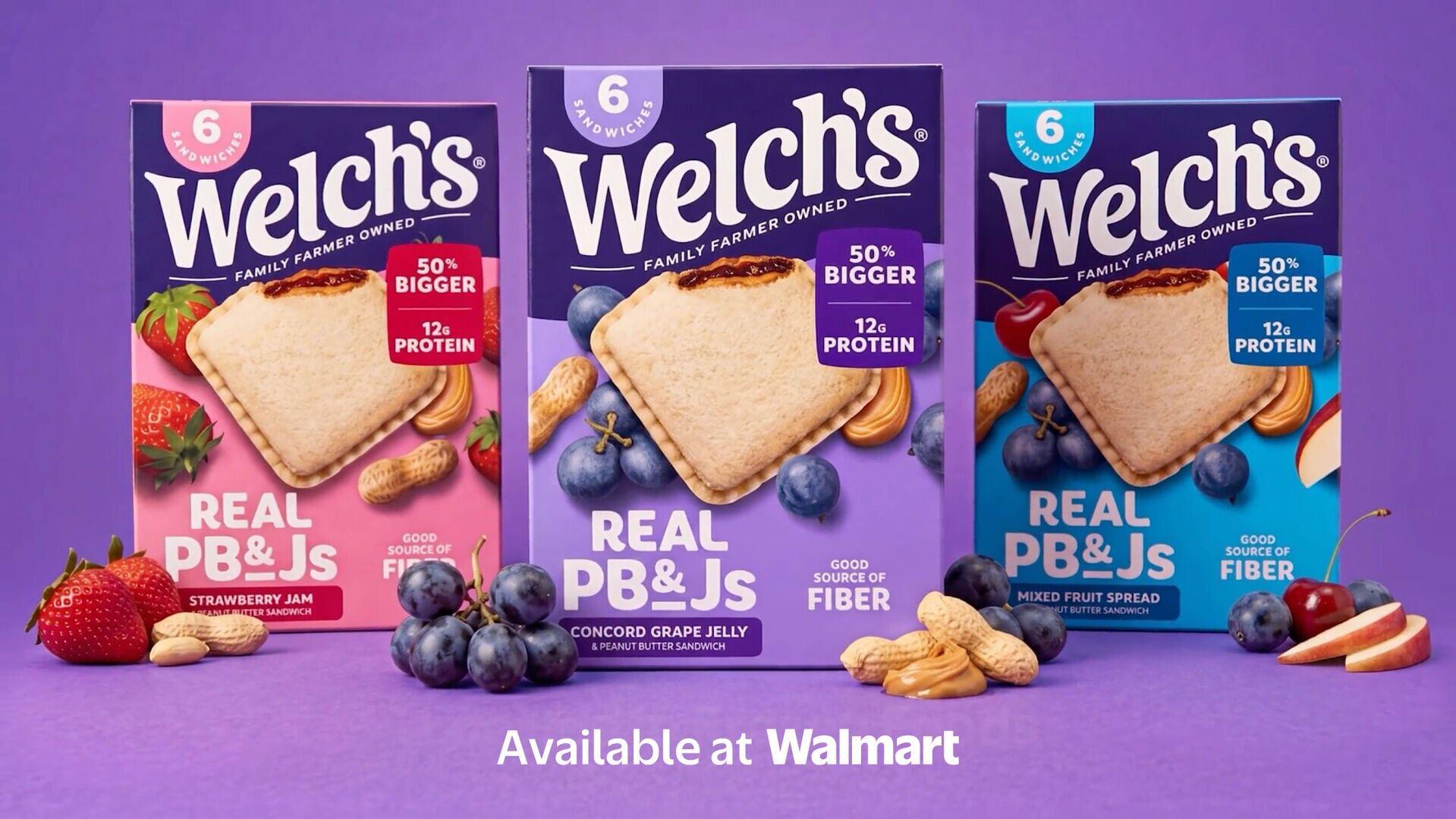 Welch's Strawberry Jam, Concord Grape Jelly and Mixed Fruit Real PB&amp;Js