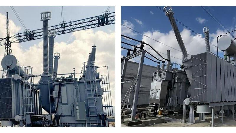 Fig.1 RIP Bushings up to 420 kV Applied On-site to Three-Phase Autotransformers