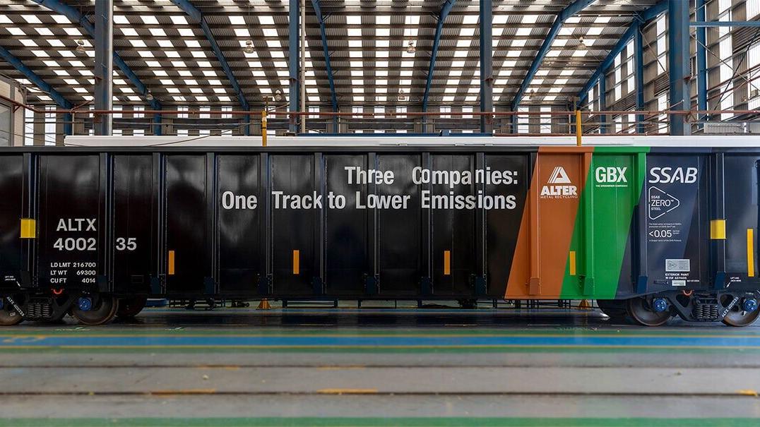 Gondola railcar built by Greenbrier in partnership with Alter and SSAB