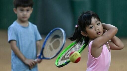 Filipino children take part in a training session in Metro Manila