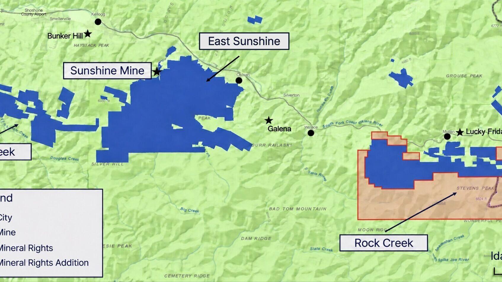Figure 1: Sunshine's Expanded 38,000 Acre Mineral Rights Position in Idaho's Silver Valley