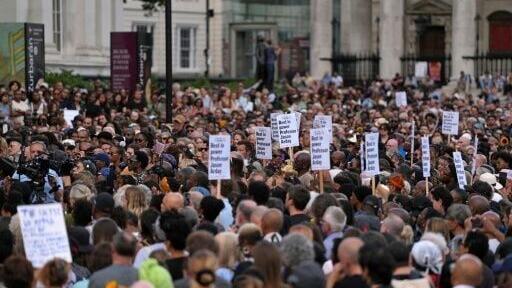 Organisers of Stand Up To Racism said some 30,000 people had attended the London vigil