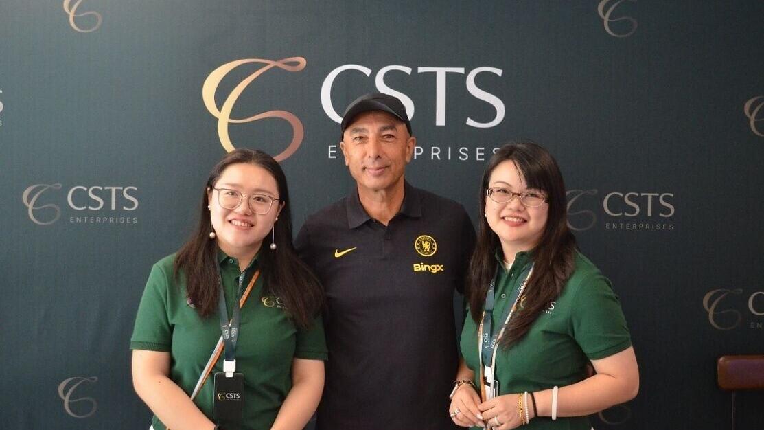 The CSTS team pictured with Chelsea Football Club legend Roberto Di Matteo (centre).