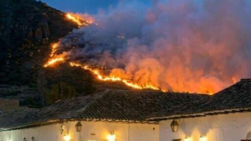 The flames were visible from the central square of the Andean town, Villa de Leyva