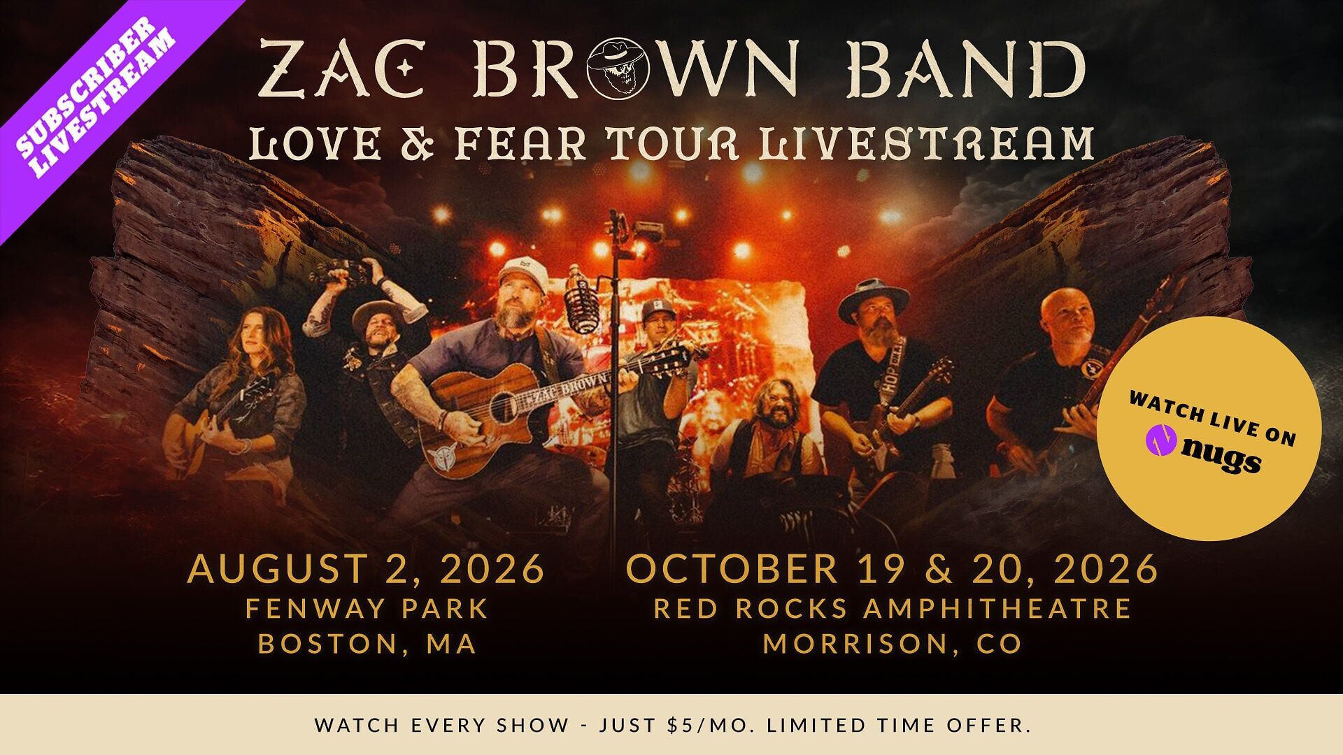 Zac Brown Band Love &amp; Fear Tour Livestreams