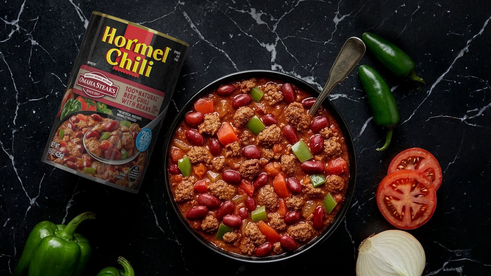 HORMEL® Chili is raising the bar for canned chili with the introduction of its new co-branded chili developed in collaboration with OMAHA STEAKS®.
