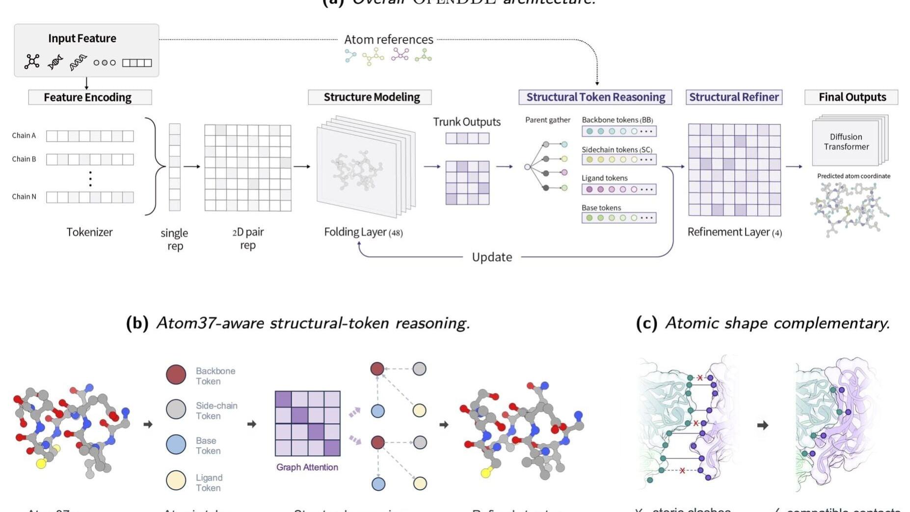 Image 2. OpenDDE architecture, structural-token reasoning, and atomic shape complementarity. Source: Aureka AI Research.
