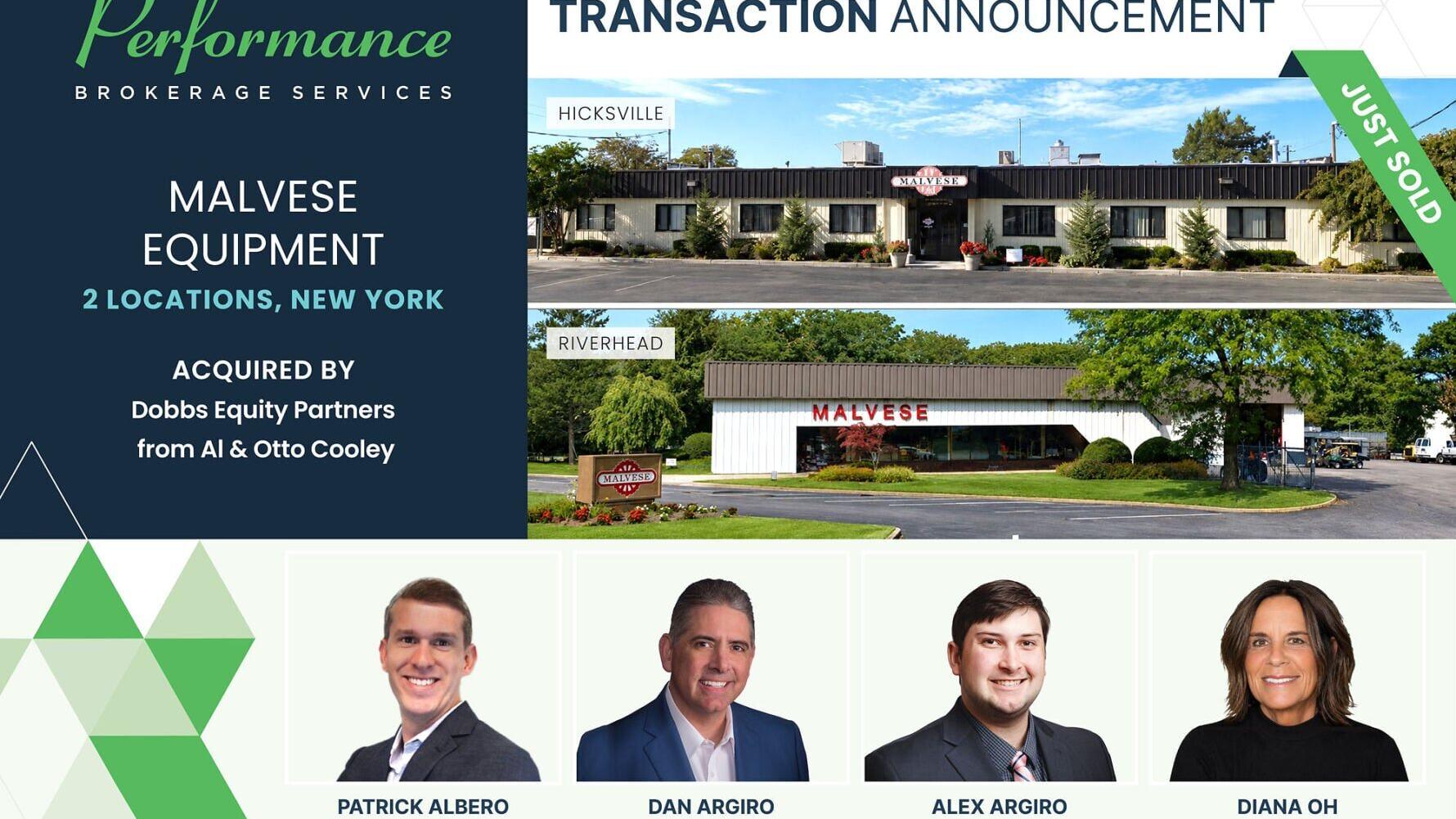Performance Brokerage Services - Malvese Equipment - Dobbs Equity Partners