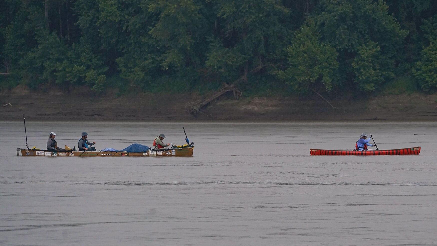 Missouri River Speed Record 2026 paddlers travel along the Missouri River